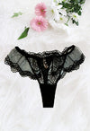 Christies Black Honeymoon Visible Lace Thong