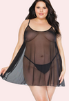 Plus Size Sheer Black Chemise for Her