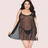 Plus Size Sheer Black Chemise for Her