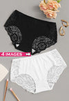 Black &amp; White Value Pack Of 2 Lace Brief