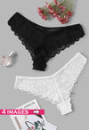 2 Pack Black &amp; White Lace Hipster