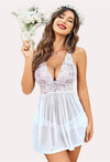 Bridal White Lace &amp; Sheer Babydoll Nightwear