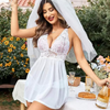 Bridal White Lace &amp; Sheer Babydoll Nightwear