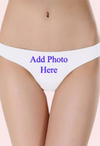 Custom Photo- White Low Waist Cotton Thong Panty