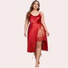 Plus Size Lace Trim Sleep Dress with Cowl Neck